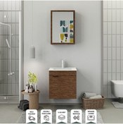 Resim BIANI Fix Loft 55 Cm Banyo Dolabı Renk Aybe Kahve 