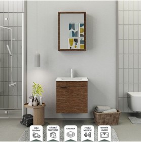 Resim BIANI Fix Loft 55 Cm Banyo Dolabı Renk Aybe Kahve 