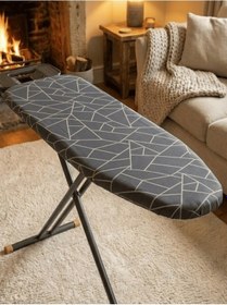 Resim Beylini Ütü Masası Kılıfı Lastikli Keçeli Yanmaz Ütü Masası Örtüsü Bezi Geometrik 50x150 Cm Koyu Gri 