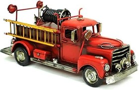 Resim Dekoratif Metal İtfaiye Aracı Kumbara Ve Çerçeveli Hediyelik 