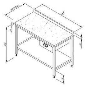 Resim Öztiryakiler Çalışma Tezgahı Mermer Tablalı Taban Raflı Tek Çekim 140x70 CM 