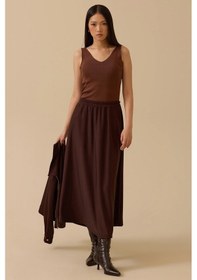 Resim Seçil Kadın Elastik Bel Kloş Etek 1011 Kahverengi Kahverengi 