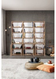 Resim 8302 Evm Kitaplık , 6 Kapaklı , 18 Bölmeli , 15 Raflı , Safir , Ofis , Çalışma Odası Safir 