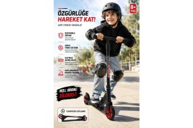 Resim Yıldırım Oyuncak Katlanabilir Frenli Çocuk Scooterı - 100 kg Taşıma Kapasiteli Ayarlanabilir Yükseklik Scooter 8+ Yaş 