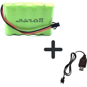 Resim 6V 2700Mah Oyuncak Araba Bataryası Siyah Soketli+Usb Şarj Cihazı 