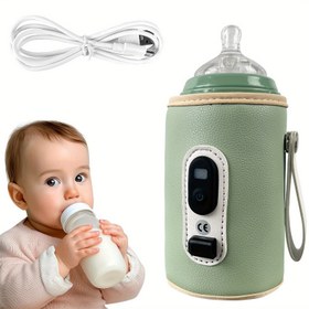 Resim Her mevsim için akıllı USB beslemeli süt şişesi ısıtıcı, tüm şişelere uygun, gerçek zamanlı sıcaklık göstergeli - taşınabilir ve çok fonksiyonlu. Renk Seçenekleri: Pembe, Yeşil 