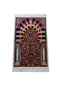 Resim Lüks Çeyizlik Seccade, Hediyelik Kadife Namazlık Lacivert 