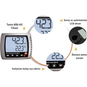 Resim Testo 608-H2 Sıcaklık ve Nem Ölçer (Çok Hassas) Alarmlı 