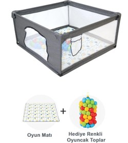 Resim Premio Keten Güvenli Bebek Ve Çocuk Oyun Alanı Oyun Parkı 120x120 Oyun Matı Ve Topları - Stone 