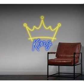 Resim Twins Led King Yazılı Ve Şekilli Neon Tabela Mavi Model:model:63203366 
