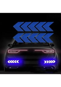 Resim 10 Adet/takım Yansıtıcı Ok Burcu Bant Uyarı Güvenlik Etiketi Araba Tampon Gövde 10pcs Blue 