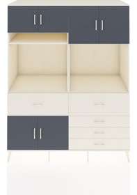 Resim Kronos Gardrop 7 Raflı 5 Çekmeceli 6 Kapaklı 176x59x221 Aytaşı-antrasit/aytaşı Antrasit/aytaşı 