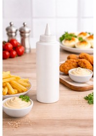 Resim Sosluk Sıkma Şişesi 750 Ml Bpa Free Mayonez Sos Şişesi Endüstriyel Kullanım Beyaz 