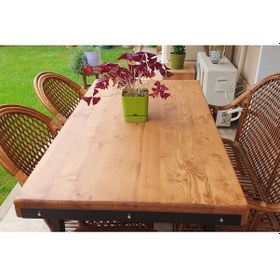 Resim Doğal Ahşap Mutfak Masası 8 Kişilik-100-200 