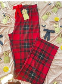 Resim İnci Kadın Kırmızı Ekoseli Suet Alt Ev Kıyafeti Çok Renkli 