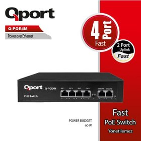 Resim Qport Q-poe4m 4port 10/100 + 2 Port 10/100 Uplınk Poe Swıtch 