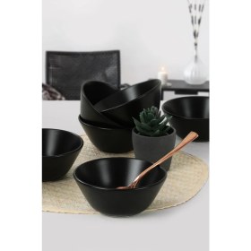 Resim Keramika Mat Siyah Hitit Çorba Kasesi 14 Cm 6 Adet 