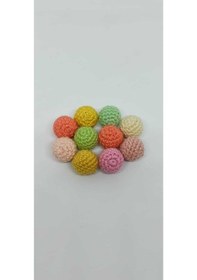 Resim Emzik Zinciri Örgü 10 Adet Ahşap Boncuk 2 Tek Ebat Çok Renkli 