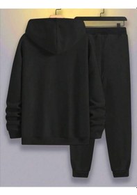 Resim Hırsch Siyah Erkek Oversize Basic Kapüşonlu Lastikli Beast Moda Baskılı Pamuklu Eşofman Takımı Siyah 
