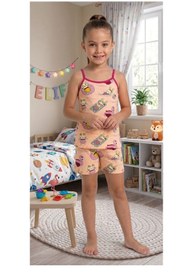 Resim elmas kids Kız Çocuk Pamuklu Lila Tavşan Kuğu Desenli Atlet Boxer Takımı 