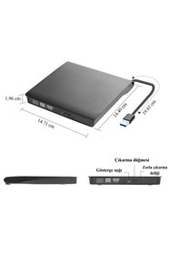 Resim MultiZone Harici USB 3.0 DVD RW Sürücü Tak Çalıştır Film Oyun Müzik Yazma Okuma Windows Mac 