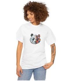 Resim Unisex Bisiklet Yaka Baskılı T-shirt - Beyaz Beyaz 
