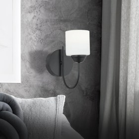Resim Apliqa Esila Siyah Boyalı Duvar Lambası Yatak Odası-Yatak Başı-Banyo İçin Modern Aplik 