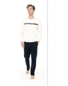 Resim U.S. Polo Assn. Erkek Kışlık Uzun Kol Pijama Takım 18925 Ekru 