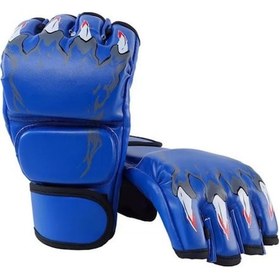Resim Skycity Erkek Kadın Yarı Parmak Boks Eldiveni, Dayanıklı Pu Deri, Sıkıcı Korumalı, Antrenman Ve Savaş İçin Mavi Tiger Claw Mavi 