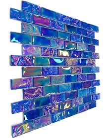 Resim MozaiKristaL Tüm yüzeyler için 23x48mm. Blue Mix, 30x30 Fileli Kristal Cam Mozaik (11 File = 1 m2 Fiyatı.) 