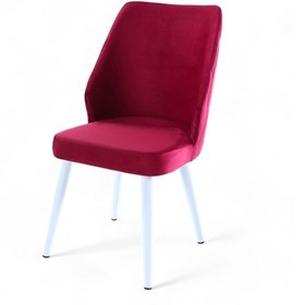 Resim Puffy Sandalye - Babyface Bordo Kumaş - Metal Beyaz Ayak 