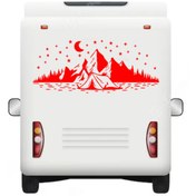 Resim Melek Pazarı 90 X 37 Cm Kamp Çadırı Ay Ve Yıldırlar Manzara Karavan Sticker 