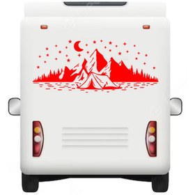 Resim Melek Pazarı 90 X 37 Cm Kamp Çadırı Ay Ve Yıldırlar Manzara Karavan Sticker 