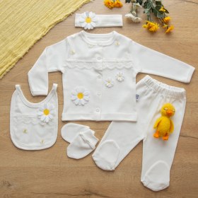 Resim Sare Baby Hoşgeldin Papatyam Serisi Organik Hastane Çıkışı 5'li Set 