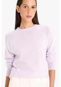 Resim Defacto Relax Fit Bisiklet Yaka Basic Düz Triko Kazak I6913az25wnpr462 Mor 