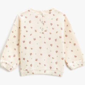 Resim Kız Bebek Tavşan Baskılı Sweatshirt Bisiklet Yaka Pamuklu 
