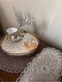 Resim ZESA HOME 6 Lı Kahve Yanı Şık Sunum Güpür Tül Peçeteler 