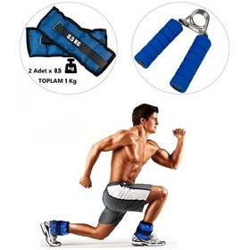 Resim 0,5 Kg X 2 Adet Mavi El Ayak Bileği Ağırlığı + El Yayı Mavi 