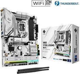 Resim Asrock B860 Steel Legend WiFi LGA1851 DDR5 8666 MHz OC ATX Gaming Anakart 