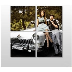 Resim Klasik Araba Kanvas Tablo 70x70cm 