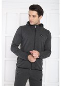 Resim Erkek Spor Koyu Antre Melanj Spor Slimfit, Kapüşonlu, 4 Cepli, 4 Koyu Antrasit Melanj 
