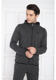 Resim Erkek Spor Koyu Antre Melanj Spor Slimfit, Kapüşonlu, 4 Cepli, 4 Koyu Antrasit Melanj 