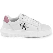 Resim Calvin Klein Kadın / Kız Marka Logolu Günlük Kullanıma Uygun Beyaz Sneaker YW0YW00823 02S 