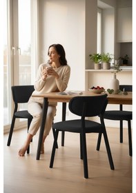 Resim Canisa Toldy Serisi 2 Adet Antrasit Bukle Kumaş Mutfak Sandalyesi Siyah Metal Ayak Antrasit Sandalye Ayaklar Siyah 