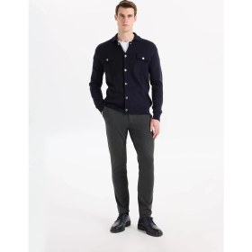 Resim Alpha Studio Koyu Lacivert Erkek Regular Fit Gömlek AU-3105L Geelong Wool Shırt 