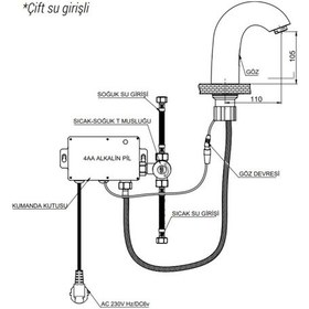 Resim Gpd Fotoselli Lavabo Bataryası Çift Su Girişli Flb10 