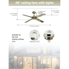 Resim Dlc Solano Işıksız Tavan Vantilatörü Antik 122 cm 