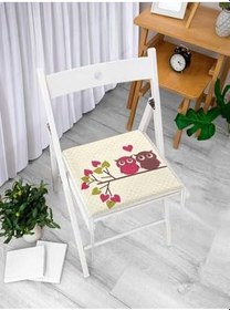Resim RealHomes Baykuş Temalı Dijital Baskılı Fermuarlı Sandalye Minderi 