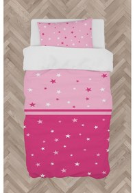 Resim Mekta Home Bebek Ve Çocuk Odası İki Renkli Yıldızlı Pembe Nevresim Takımı 