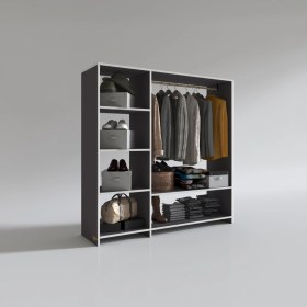 Resim Kenzlife giysi dolabı mükremin 150*150*40 gri gardırop 